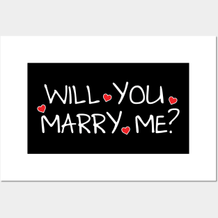 Will You Marry Me? Dark Color Shirt Proposal Posters and Art